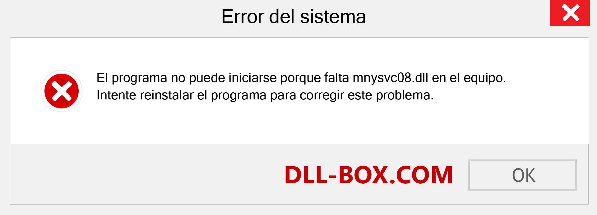 ¿Falta el archivo mnysvc08.dll ?. Descargar para Windows 7, 8, 10 - Corregir mnysvc08 dll Missing Error en Windows, fotos, imágenes